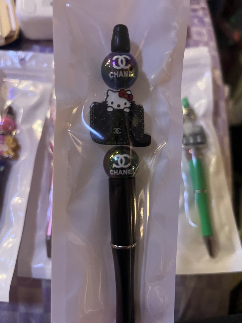 Black Novelty Hello Kitty Chanel-Style Ballpoint Pen